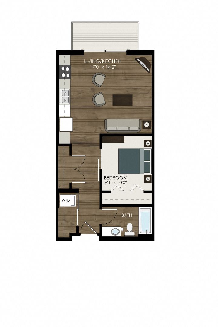 Marina (S2 - with balcony) Floor Plan  at Victoria Park and V2 Apartments, St. Paul
